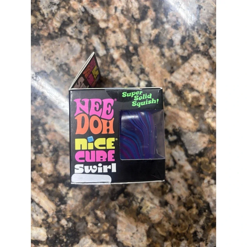 Nee Doh Nice Cube Swirl Super Solid Squish! Purple Pink Blue Authentic NeeDoh